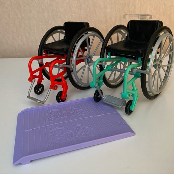 Barbie Doll Red + Green Wheelchair and Purple Ramp For 11” Dolls- See Pi… - Picture 3 of 15